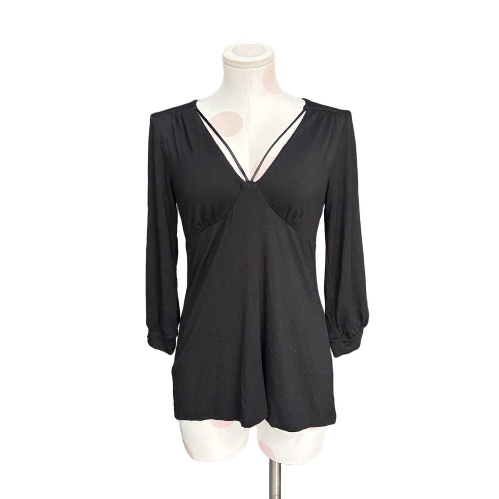 Ella Moss Tunic Top with Arm slit detail – Black – M